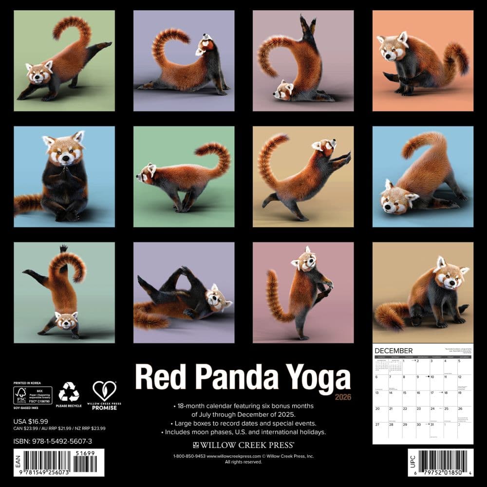 Red Panda Yoga 2026 Wall Calendar First Alternate Image