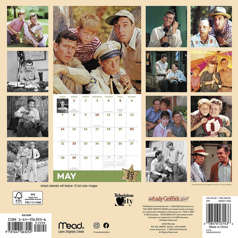 The Andy Griffith Show 2023 Wall Calendar - Calendars.com