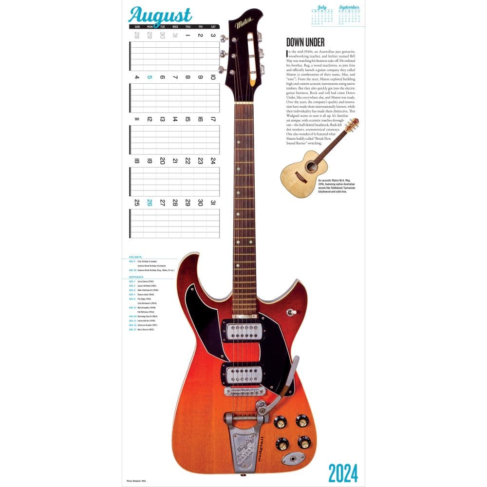 Guitars 2024 Wall Calendar