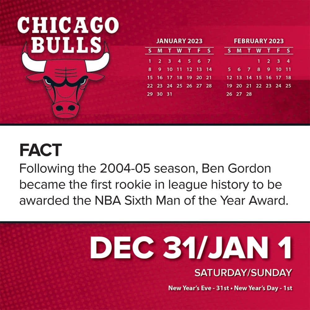 Chicago Bulls 2023 Desk Calendar