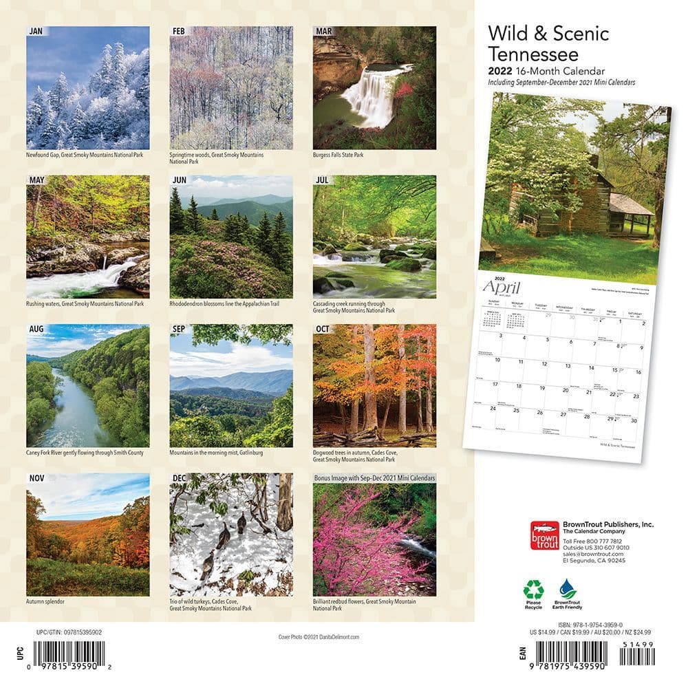 Tennessee Wild And Scenic 2022 Wall Calendar - Calendars.com