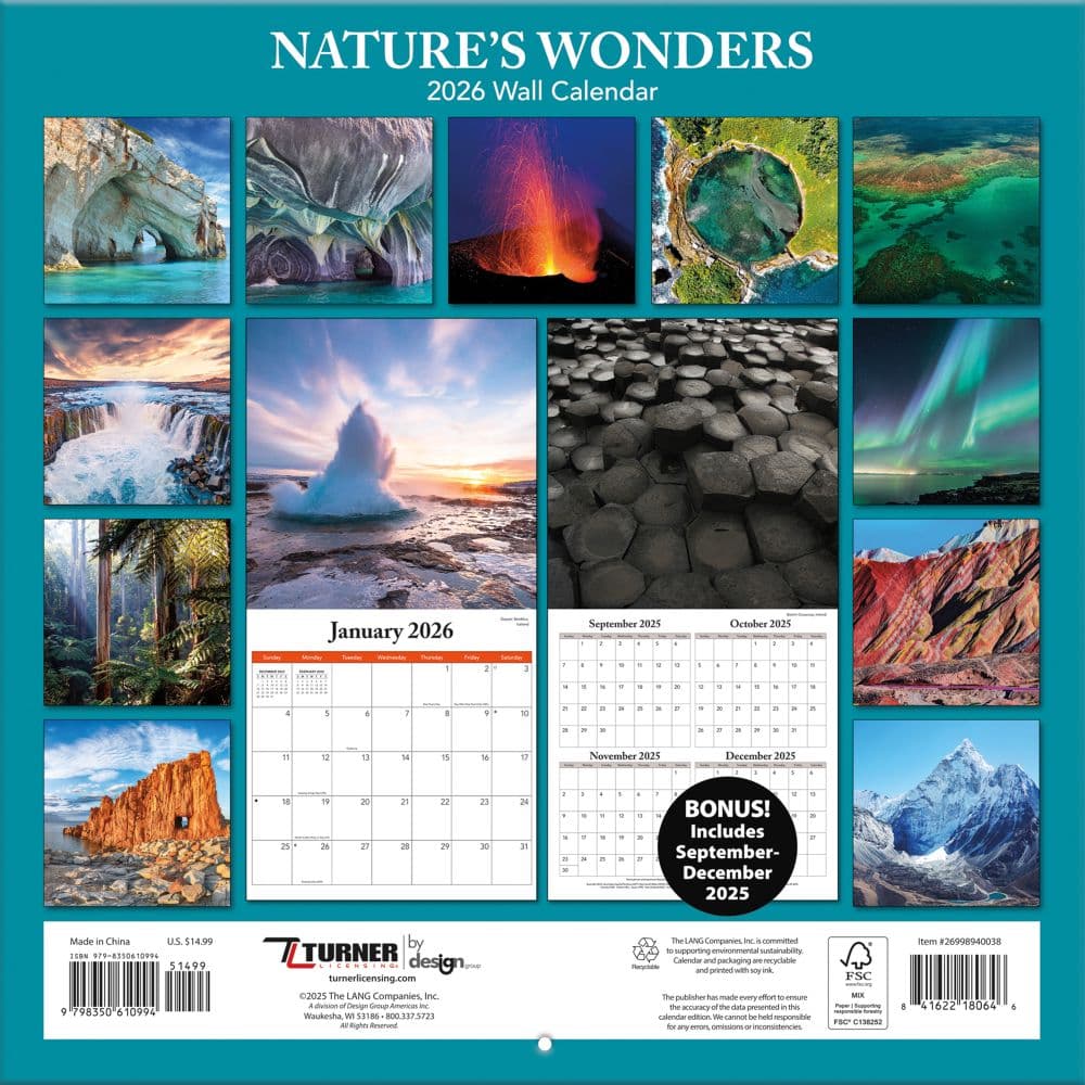 Natures Wonders 2026 Wall Calendar_ALT1