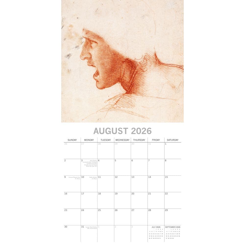 Leonardo Da Vinci 2026 Wall Calendar Third Alternate Image