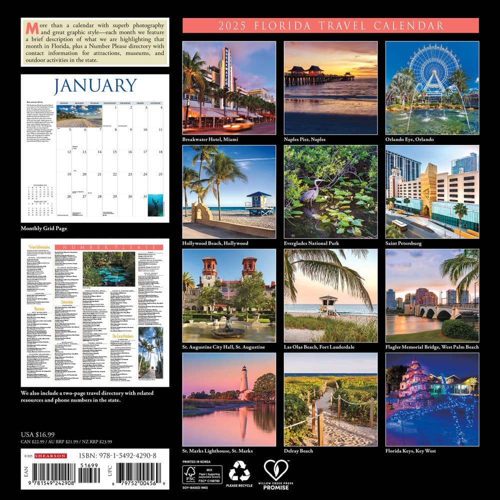 Florida Travel and Events 2025 Wall Calendar First Alternate Image width="1000" height="1000"