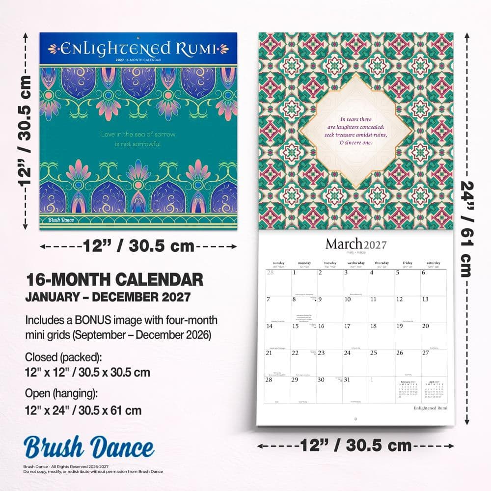 Enlightened Rumi 2027 Wall Calendar Sixth Alternate Image