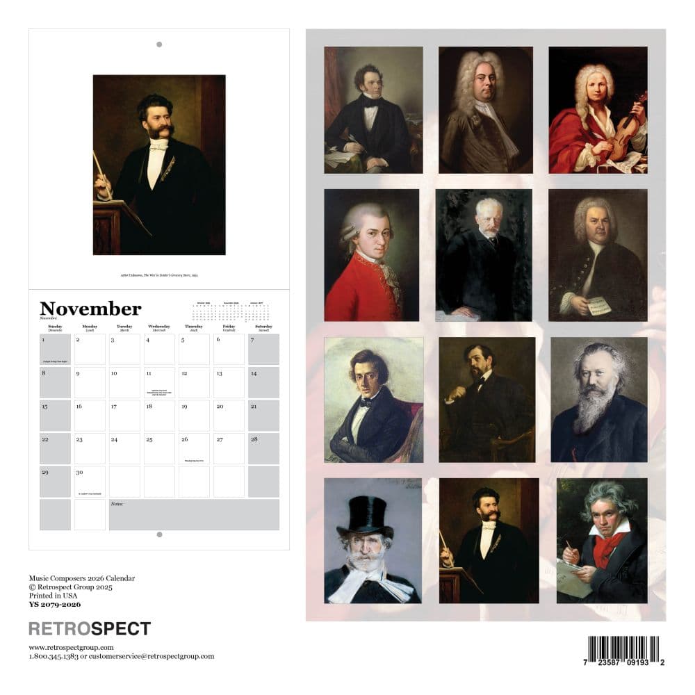 Portraits Music Composers 2026 Wall Calendar First Alternate Image