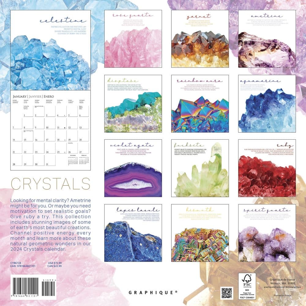 Crystals 2024 Wall Calendar Alternate Image 1