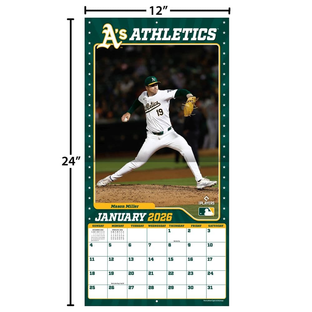 MLB Oakland Athletics 2026 Wall Calendar Fourth Alternate Image