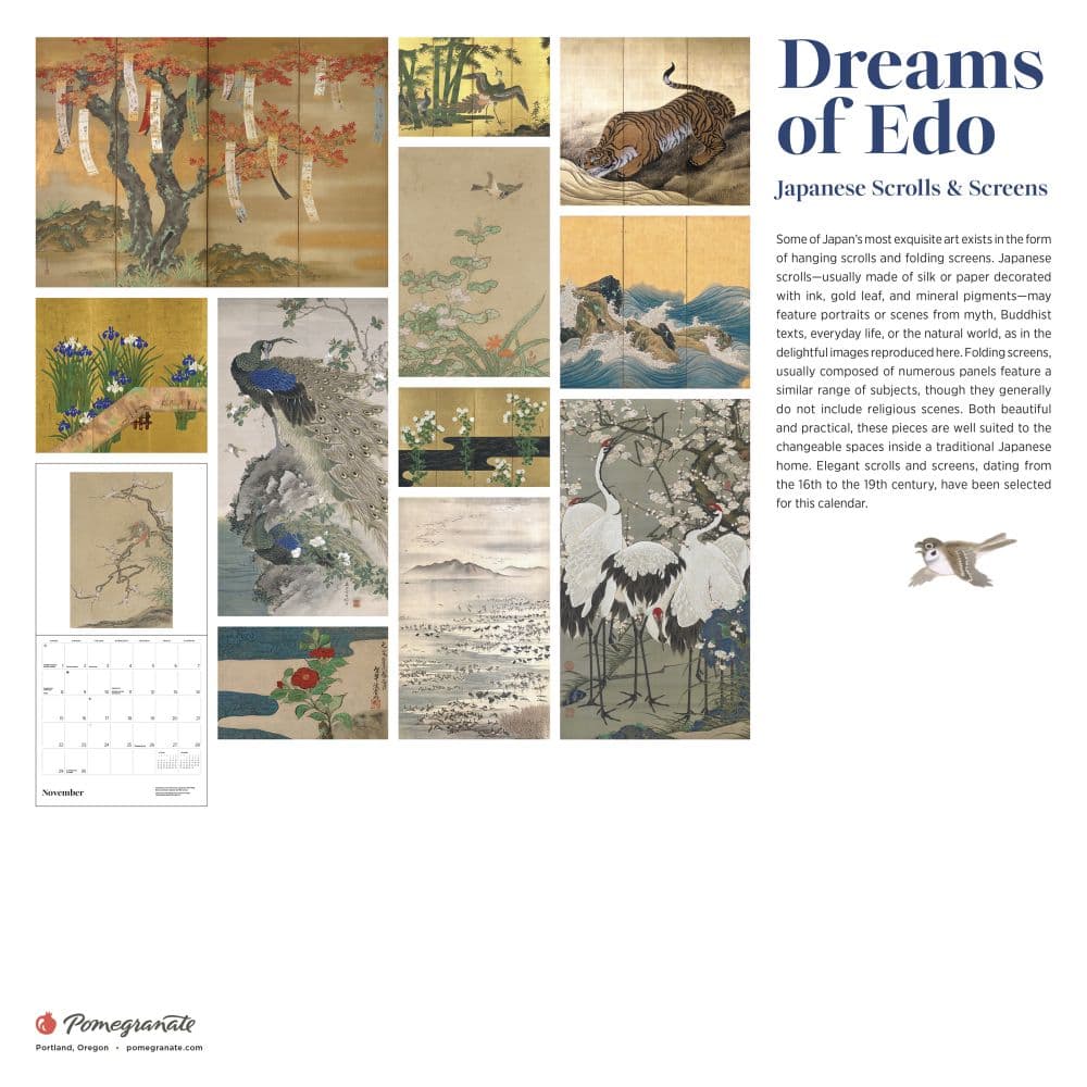 Japanese Scrolls and Screens 2026 Wall Calendar, 12'' X 12'', 12-Month Calendar with Stapled Binding