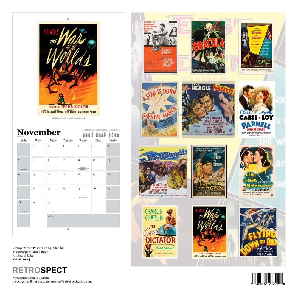 Vintage Movie Square 2024 Poster Wall Calendar