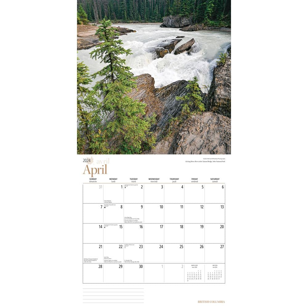 British Columbia 2025 Wall Calendar