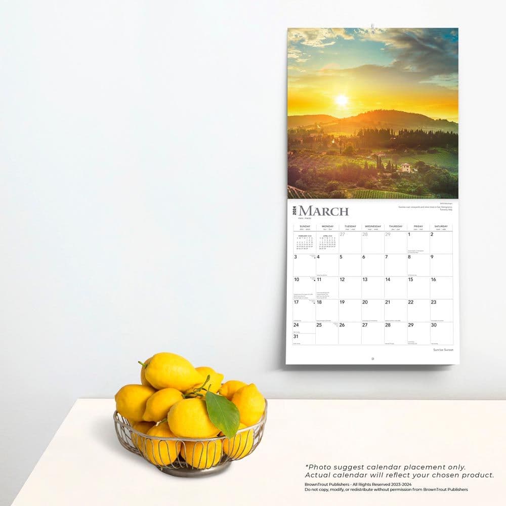 Sunrise Sunset 2025 Wall Calendar