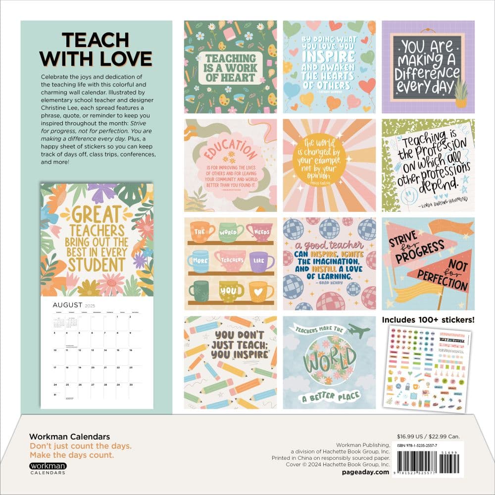 Teaching is a Work of Heart 2025 Wall Calendar Fifth Alternate Image width="1000" height="1000"