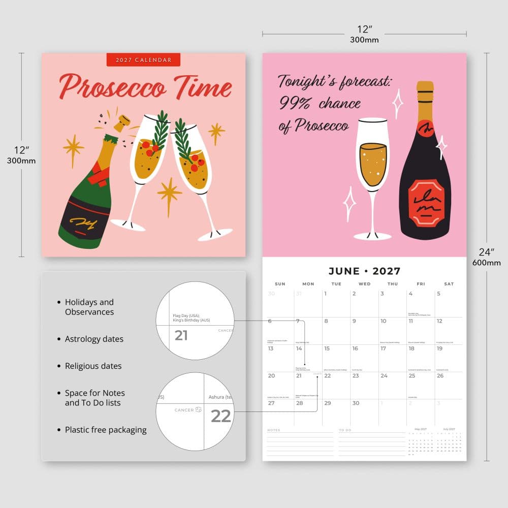 Prosecco Time 2027 Wall Calendar Third Alternate Image