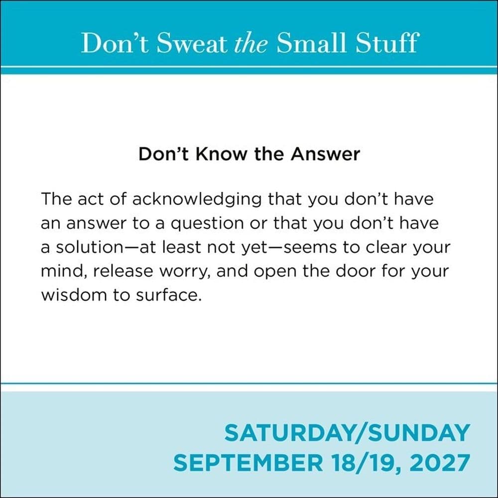 Dont Sweat the Small Stuff 2027 Desk Calendar Sixth Alternate Image