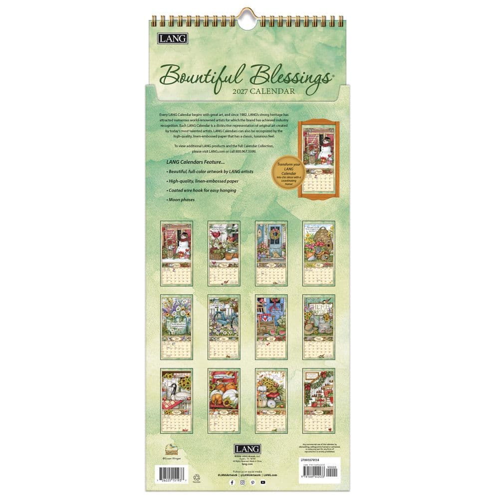 Bountiful Blessings 2027 Vertical Wall Calendar by Susan Winget Fifth Alternate Image