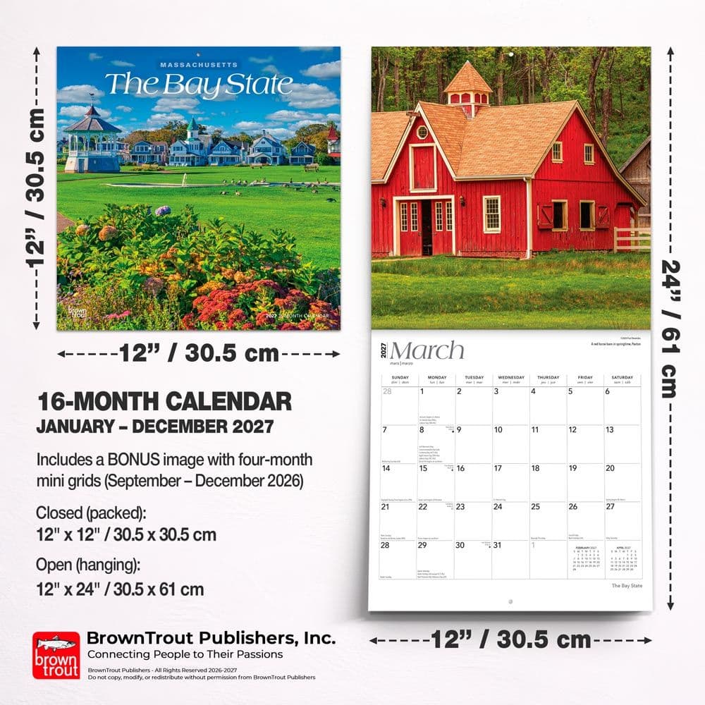 Bay State Massachusetts 2027 Wall Calendar Sixth Alternate Image