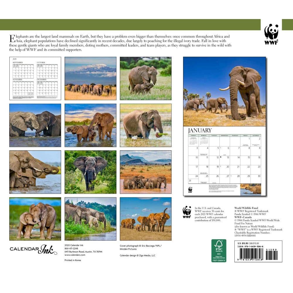 Elephants WWF Wall Calendar