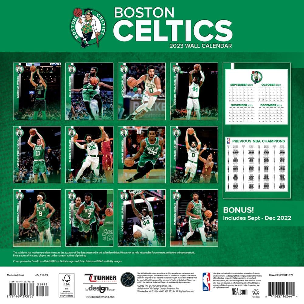 NBA Boston Celtics 2023 Wall Calendar - Calendars.com