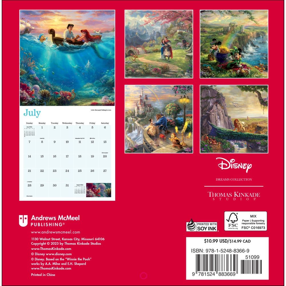 Kinkade Disney Collection 2024 Mini Wall Calendar