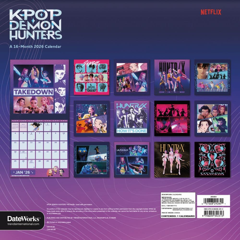 KPop Demon Hunters 2026 Wall Calendar First Alternate Image