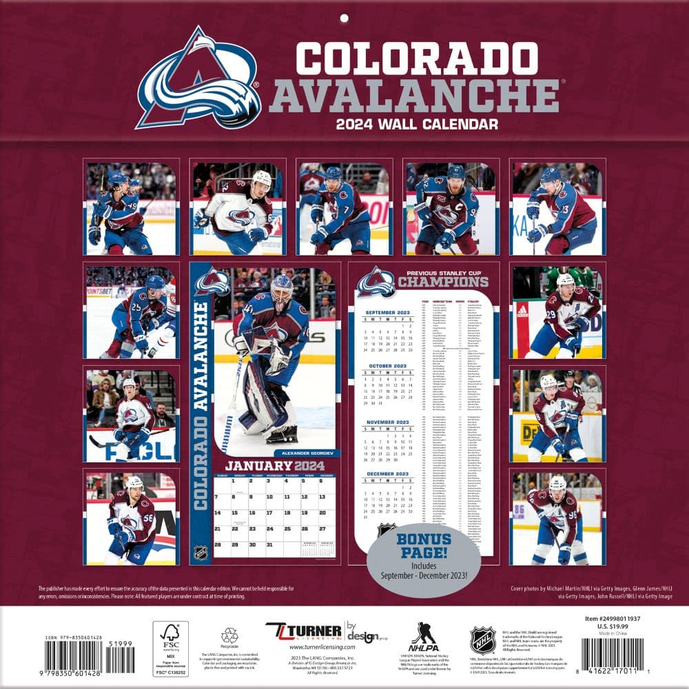 Colorado Avalanche 2025 Wall Calendar