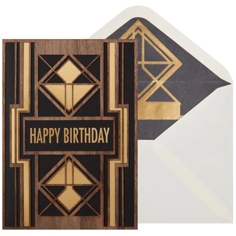 Laser Cut Deco Wood Birthday Card