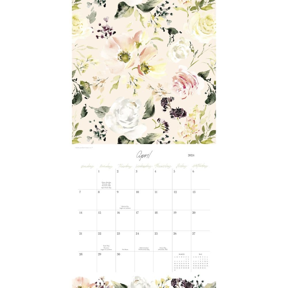 Leah Bisch Watercolor 2024 Wall Calendar