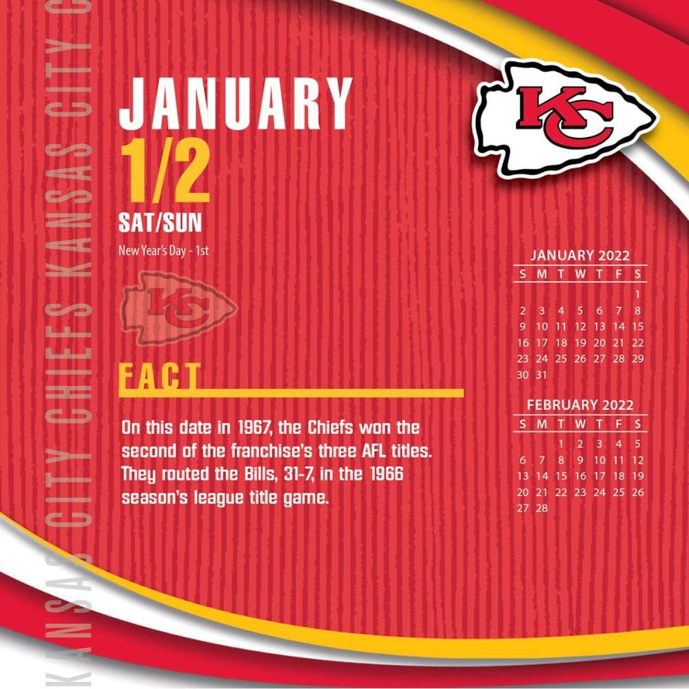 Kansas Schedule S 2022 Nfl Kansas City Chiefs 2022 Desk Calendar - Calendars.com