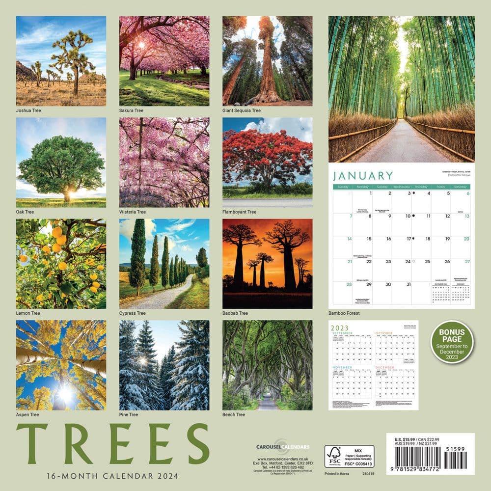 Trees 2025 Wall Calendar