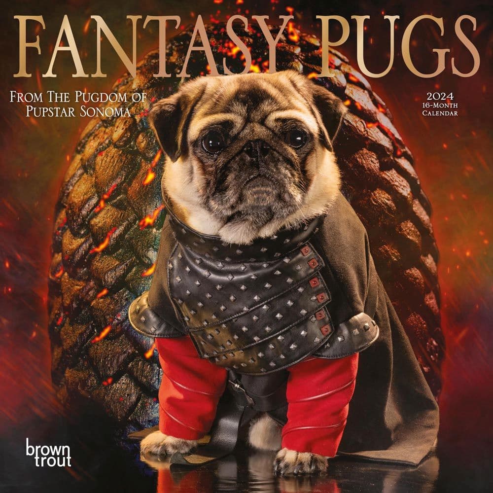 Fantasy Pugs 2024 Mini Wall Calendar