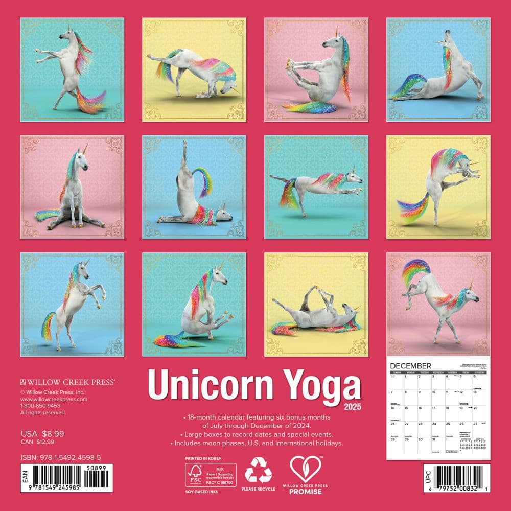 Unicorn Yoga 2025 Mini Wall Calendar First Alternate Image width=&quot;1000&quot; height=&quot;1000&quot;