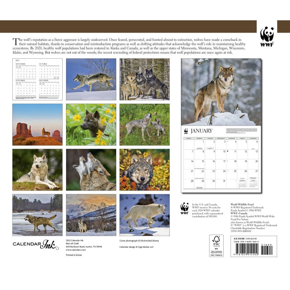 Wolves WWF 2024 Wall Calendar Alternate Image 1