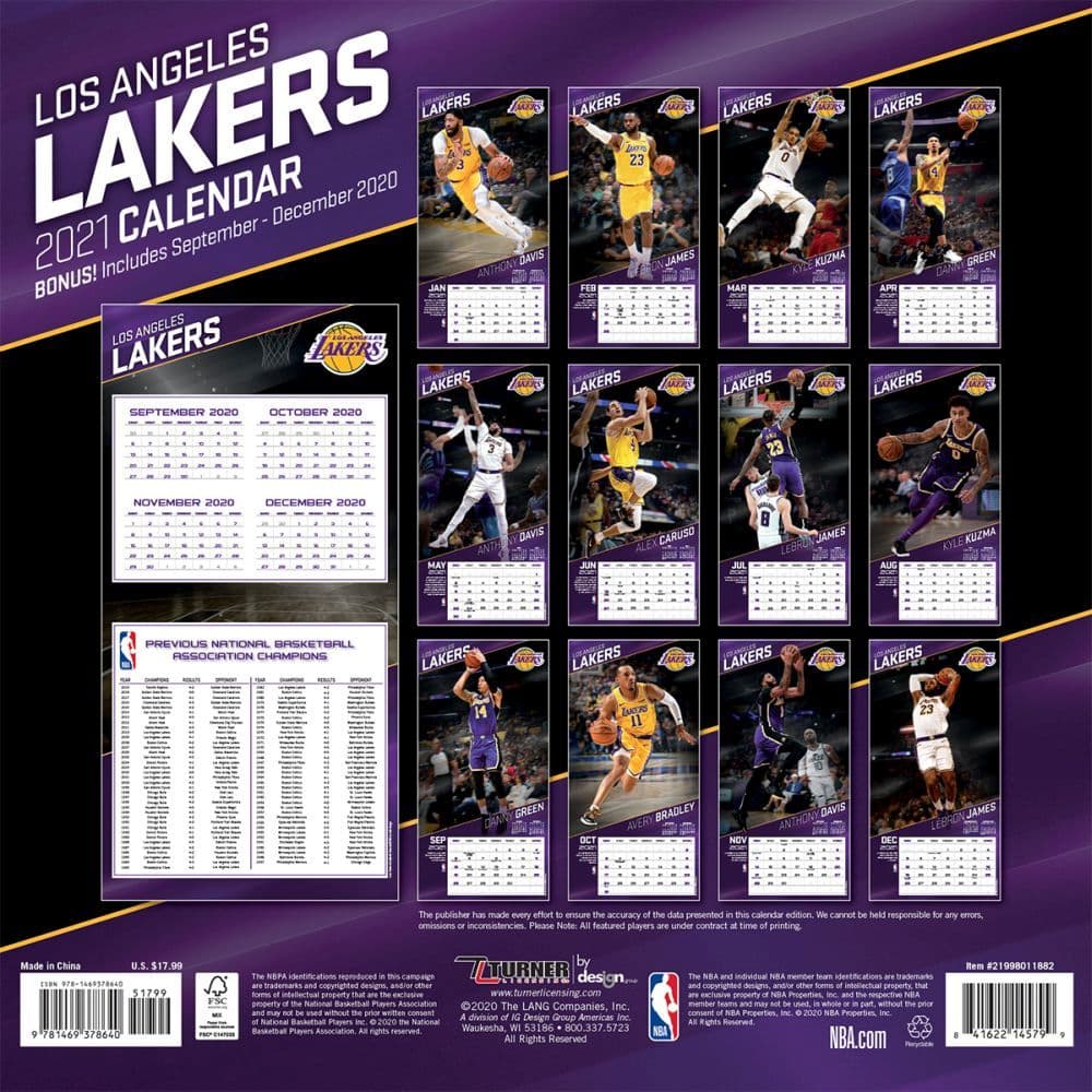 Lakers Season Calendar