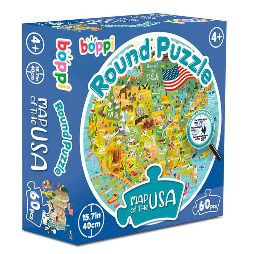 image USA Map 60 Piece Round Puzzle Main Product Image