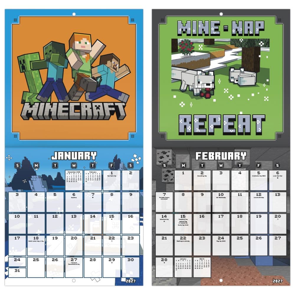 Minecraft 2027 Mini Wall Calendar Fifth Alternate Image