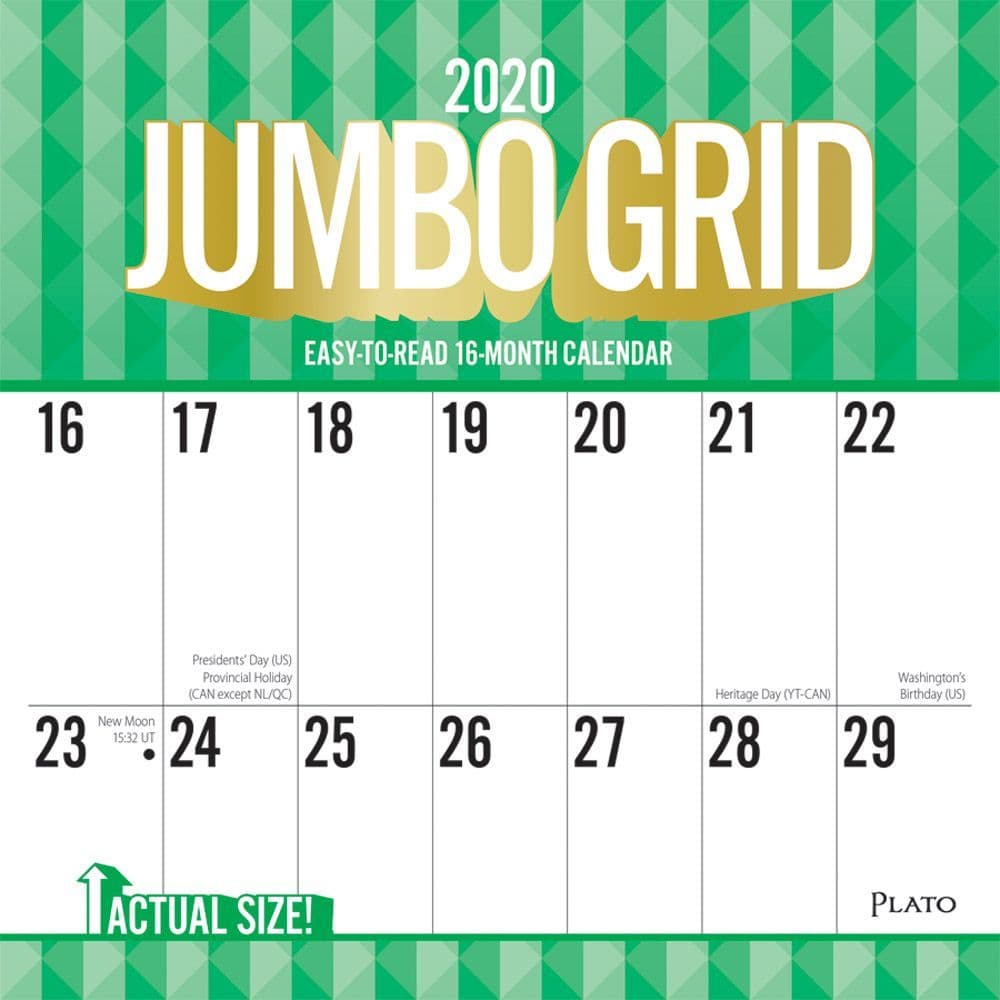 Jumbo Grid Large Print Wall Calendar