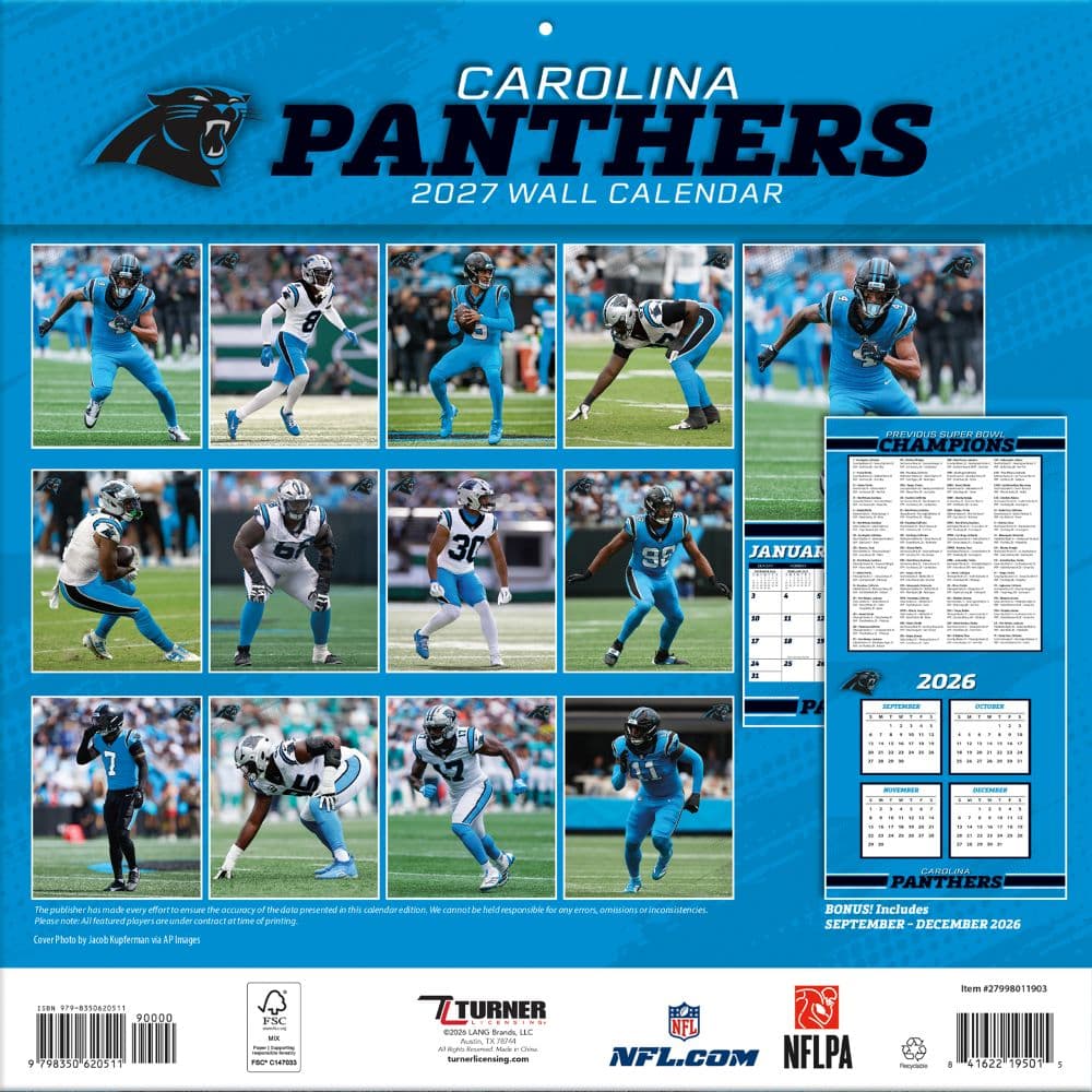 NFL Carolina Panthers 2027 Wall Calendar First Alternate Image