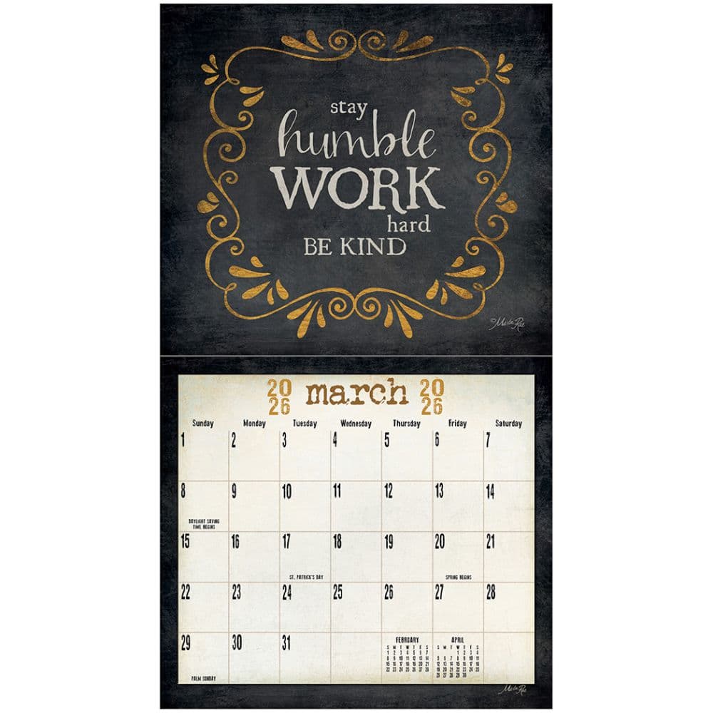 Words to Live By Marla Rae 2026 Wall Calendar Second Alternate Image