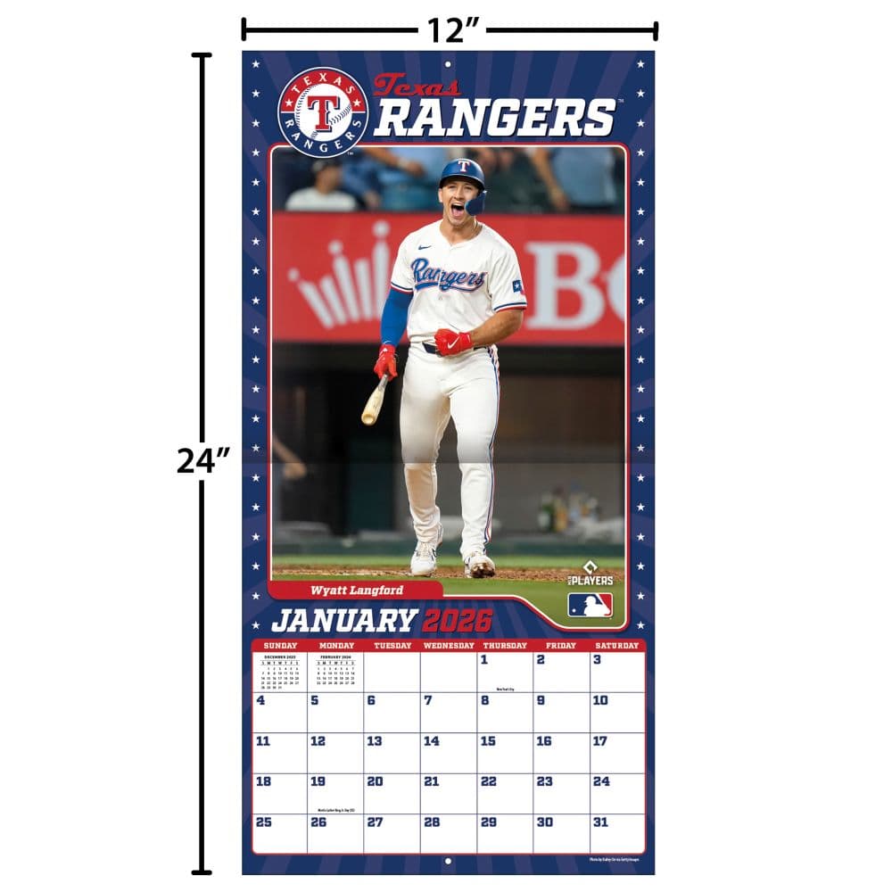 MLB Texas Rangers 2026 Wall Calendar Fifth Alternate Image