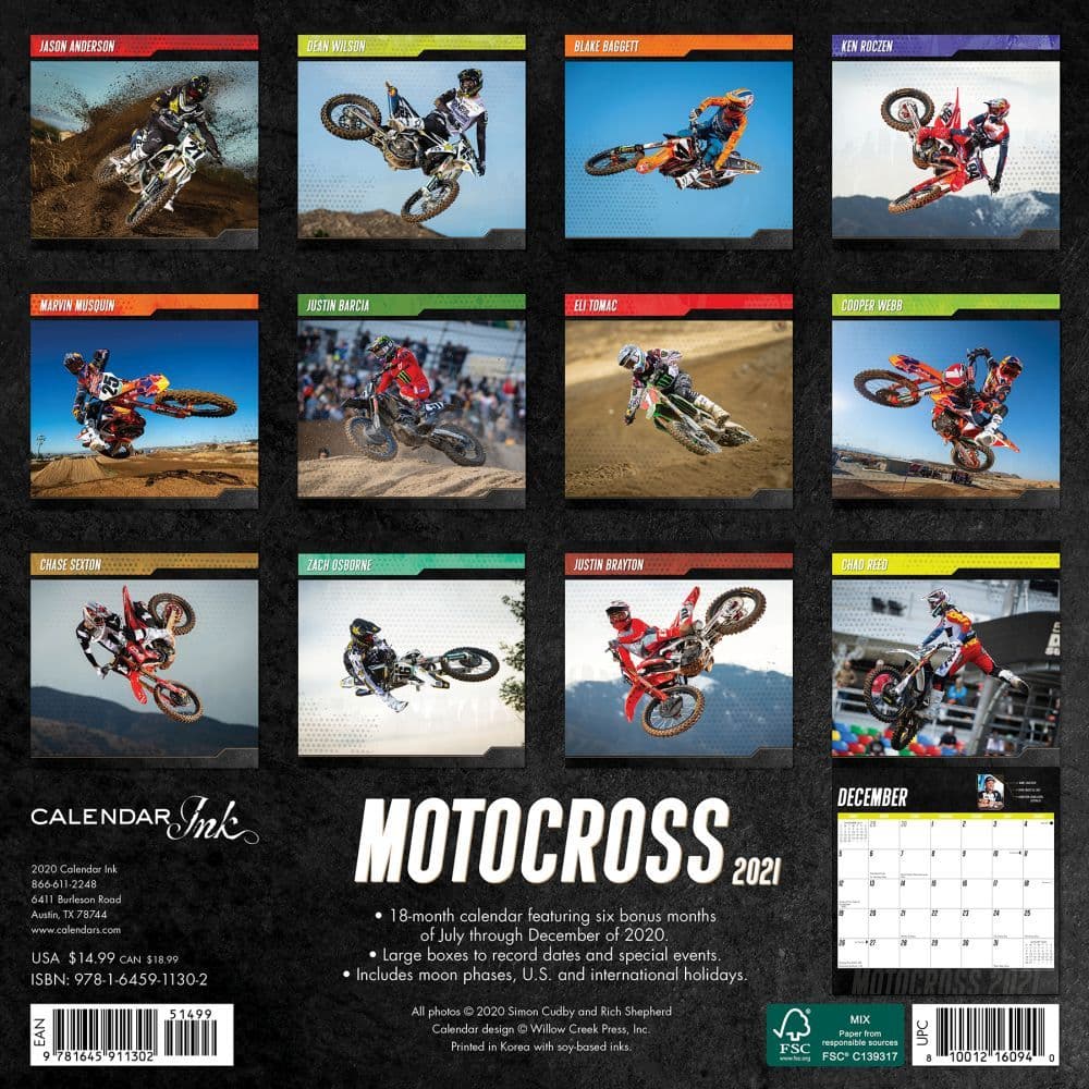 Calendrier Moto Cross 2023 Motocross Wall Calendar - Calendars.com