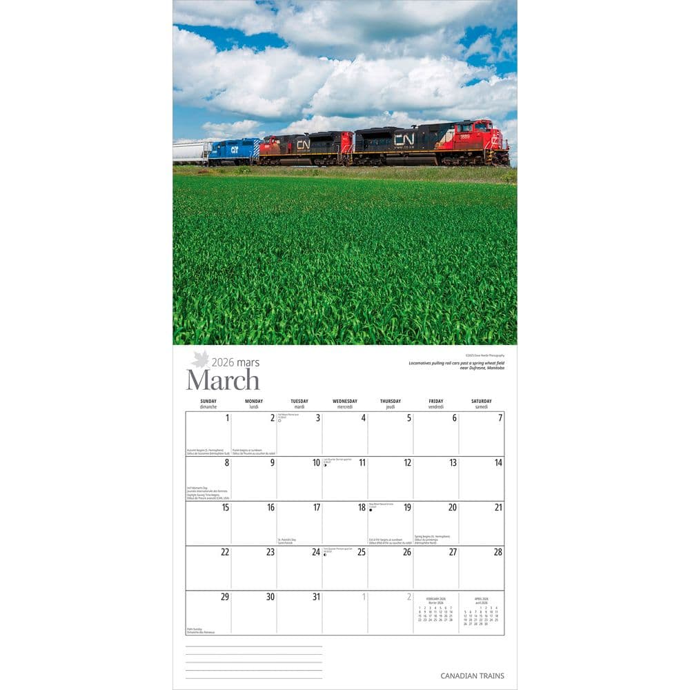 Trains Canadian 2026 Wall Calendar