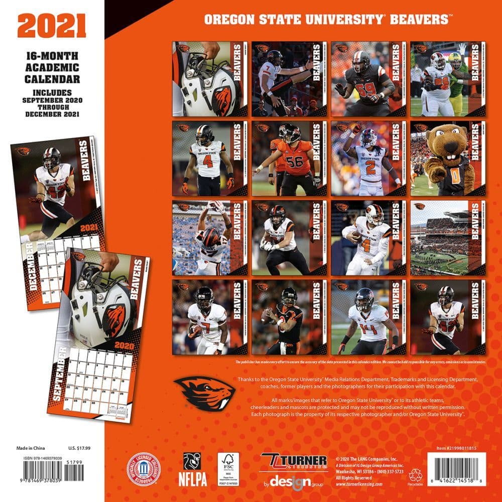 Oregon State Beavers Wall Calendar - Calendars.com