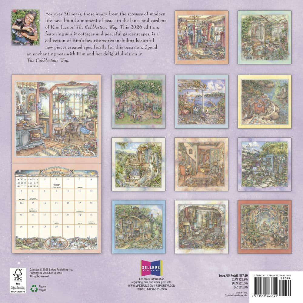 Cobblestone Way by Kim Jacobs 2026 Wall Calendar First Alternate Image