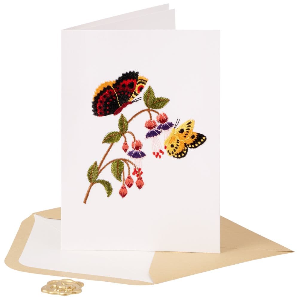 Embroidered Butterflies Blank Card Seventh Alternate Image width=&quot;1000&quot; height=&quot;1000&quot;