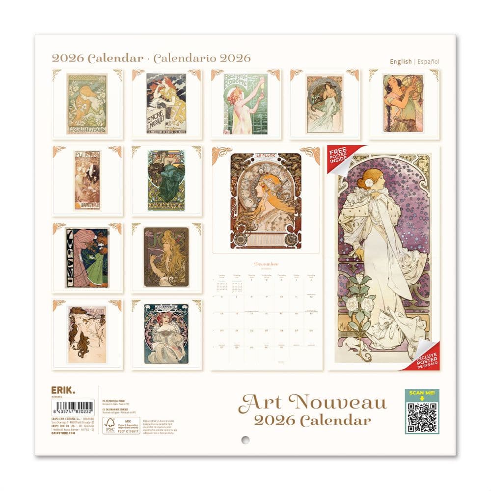 Art Nouveau 2026 Wall Calendar First Alternate Image