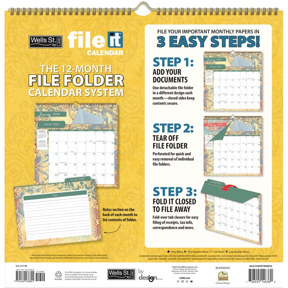 Bohemian File It 2026 Wall Calendar_ALT3