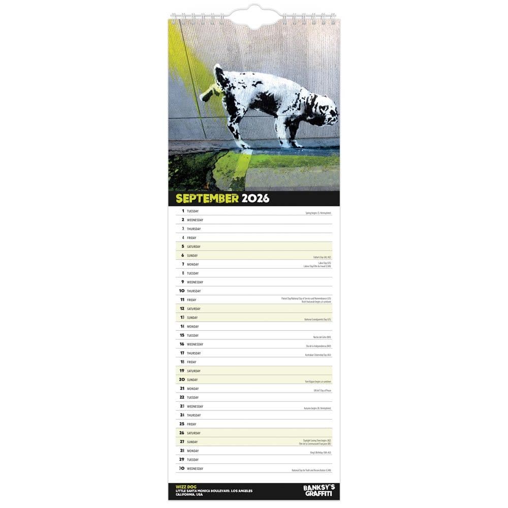 Banksy Graffiti 2026 Vertical Wall Calendar Third Alternate Image