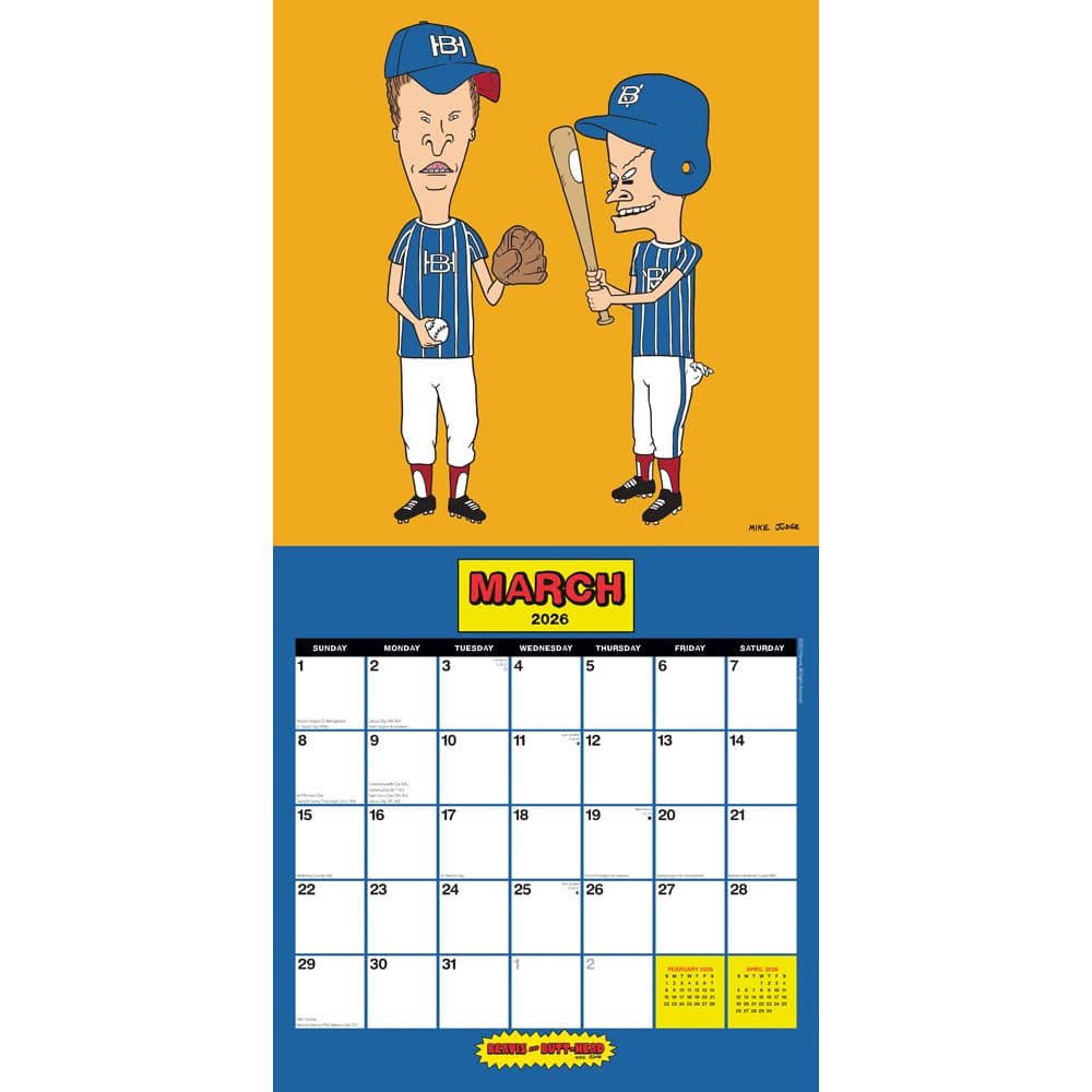 Beavis and Butt-head 2026 Wall Calendar Second Alternate Image