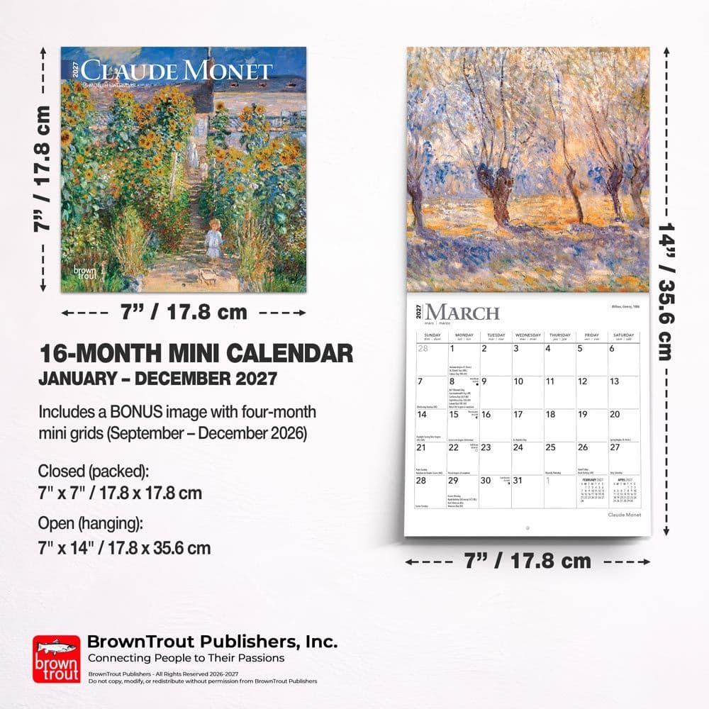 Monet 2027 Mini Wall Calendar Sixth Alternate Image